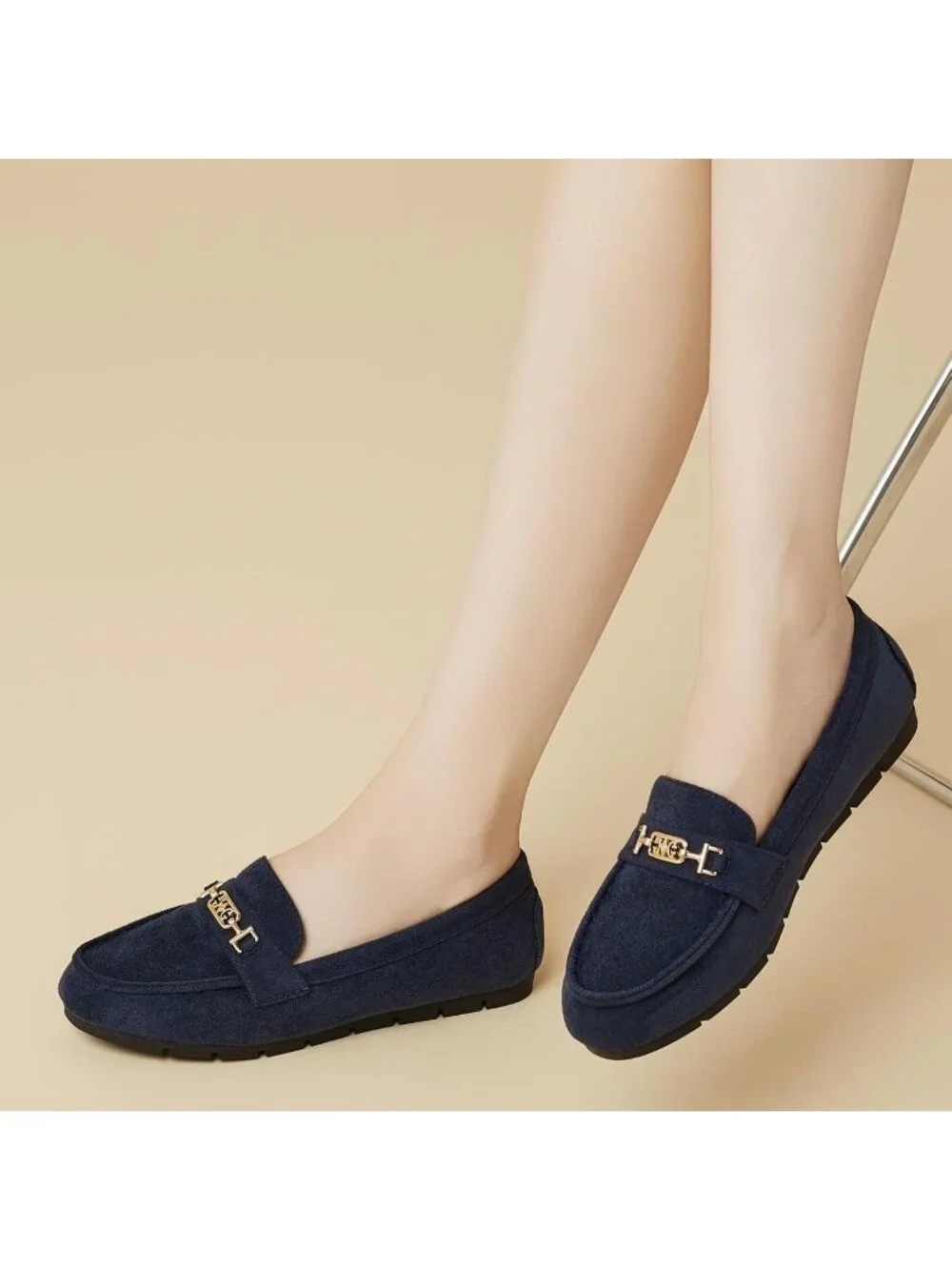 Women's Blue Comfort Walking Pull On Leisure Slip On Work Loafer Flat Shoes